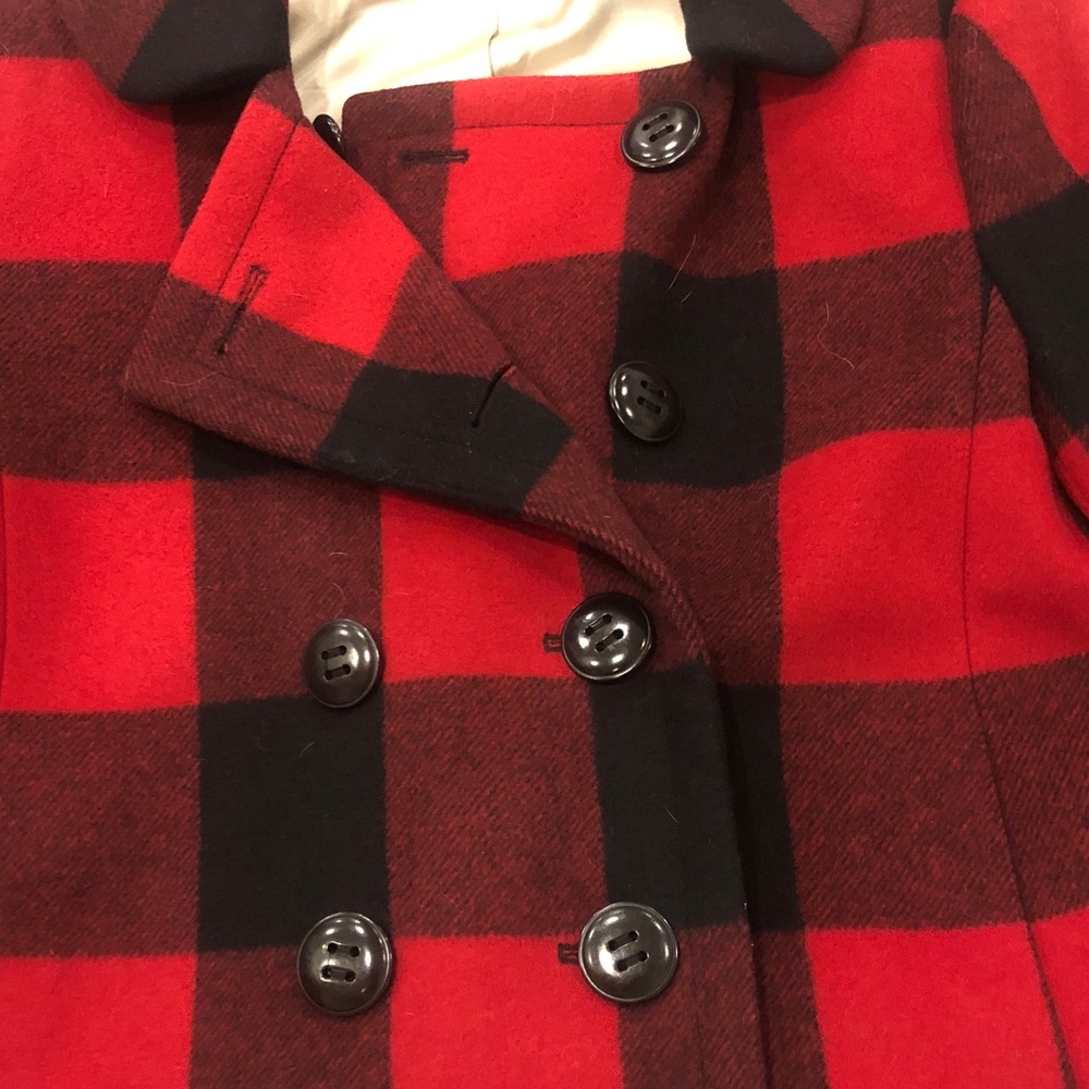 J Crew Vintage Red and Black Buffalo Plaid Women’s Cropped Jacket Size 12 - Picture 5 of 9